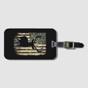 Camo US Flag Deer Hunting Camoflage Hunter Luggage Tag