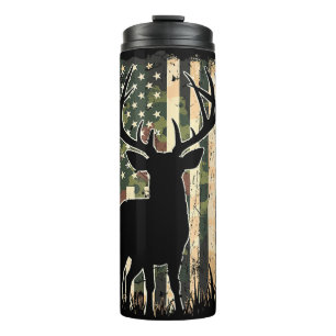 Camo US Flag Deer Hunting Camoflage Hunter Thermal Tumbler