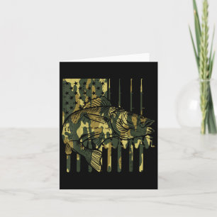 Camo Us Flag Fish Vintage Fishing Patriotic Fisher Card