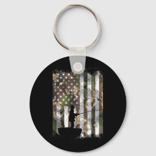 Camo Us Flag Fisherman Vintage Fishing Patriotic A Key Ring