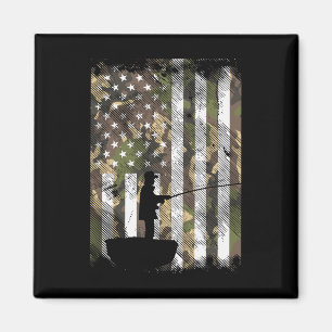 Camo Us Flag Fisherman Vintage Fishing Patriotic A Magnet