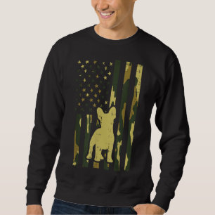Camo US Flag French Bulldog Frenchie Patriot Dog L Sweatshirt