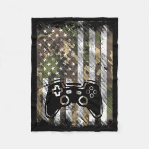 Camo Us Flag Gamer Controller Patriotic Men Boys K Fleece Blanket