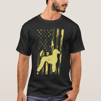 Camo Us Flag Poodle Vintage Patriotic Dog Owner T-Shirt