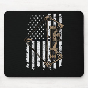 Camo Usa Flag Archery Compound Bow - Bow Hunter  Mouse Pad