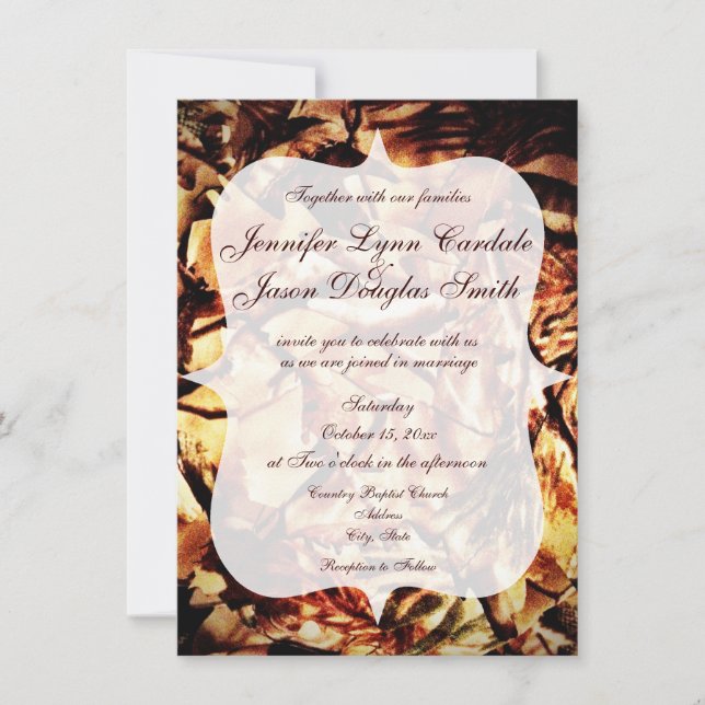 Camo Wedding Invitations Rustic Country Camouflage (Front)
