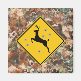 camo with deer crossing r2 inch square magnet