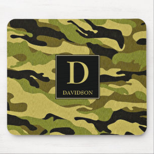 Camo with Initial Monogram Camouflage Mouse Pad