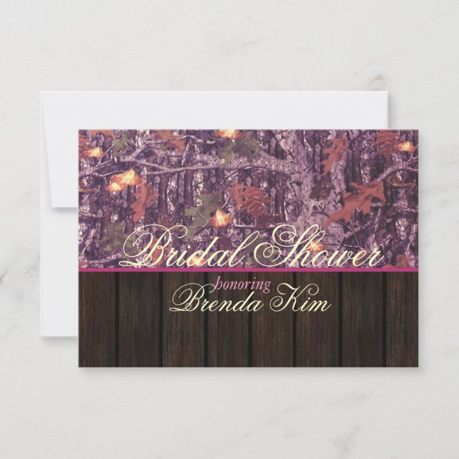 Camo Wood Pink Bridal Shower Invitation (Front)