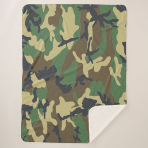 Camo Woodland Camouflage Sherpa Blanket