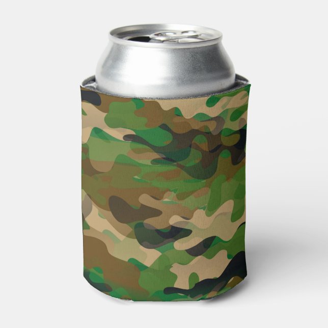 Camoflage Can Cooler Green Brown Beige (Can Front)