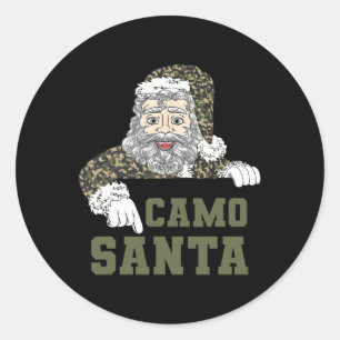 Camoflage Christmas Hunting Santa Camo Military Me Classic Round Sticker