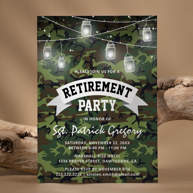 Camoflauge Soldier Veteran Retirement Party Invitation (Creator Uploaded)