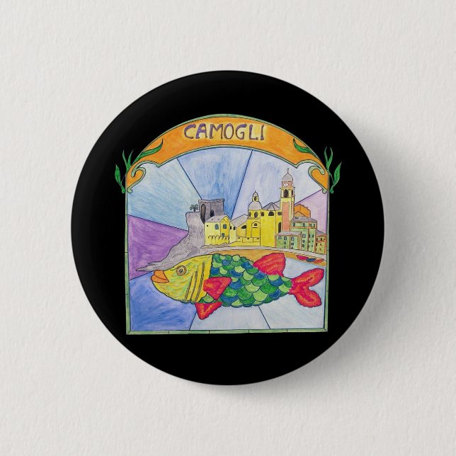 Camogli Fish 6 Cm Round Badge (Front)