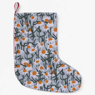 Camomile field seamless pattern on gray background small christmas stocking