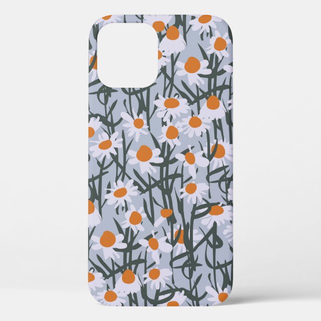Camomile field seamless pattern on grey background Case-Mate iPhone case (Back)