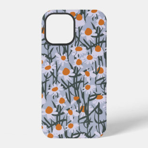 Camomile field seamless pattern on grey background iPhone 12 case