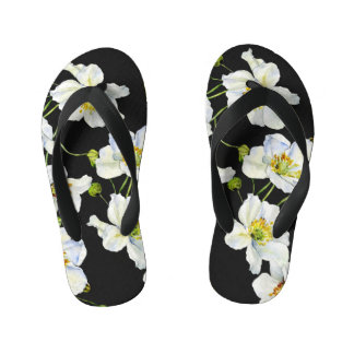 Camomile Flowers: Watercolor Illustration Pattern Kid's Jandals