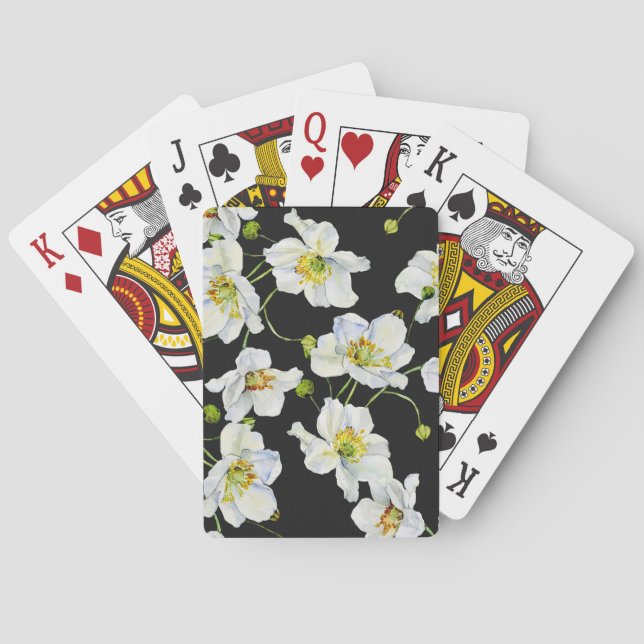 Camomile Flowers: Watercolor Illustration Pattern Playing Cards (Back)