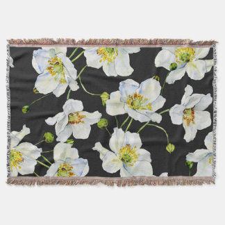 Camomile Flowers: Watercolor Illustration Pattern Throw Blanket