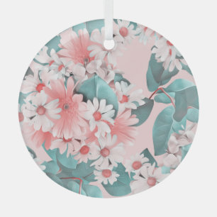 Camomile Watercolor: Seamless Floral Design Glass Tree Decoration