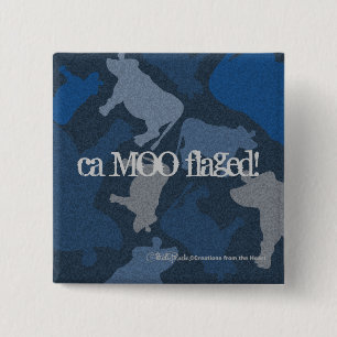 CaMOOflage Cow collage in blue 15 Cm Square Badge