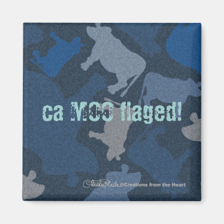 CaMOOflage Cow collage in blue Magnet