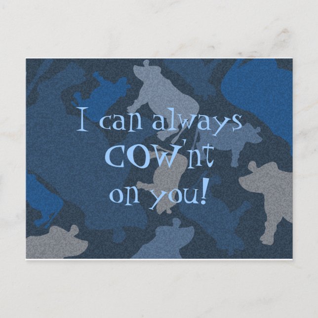 CaMOOflage Cow collage in blue Postcard (Front)