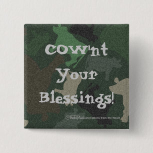 CaMOOflage Cow Collage in Green 15 Cm Square Badge