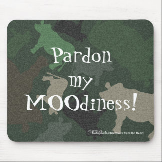 CaMOOflage Cow Collage in Green Mouse Pad