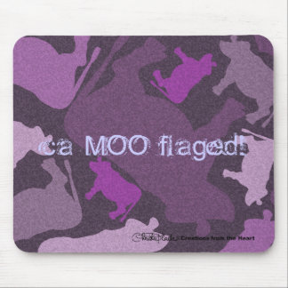 CaMOOflage Cow Collage in Purple Mouse Pad