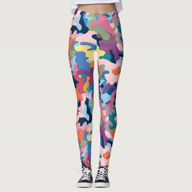 Camouflage Abstract Colours Leggings (Front)