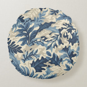 Camouflage Abstract Leaves Round Cushion