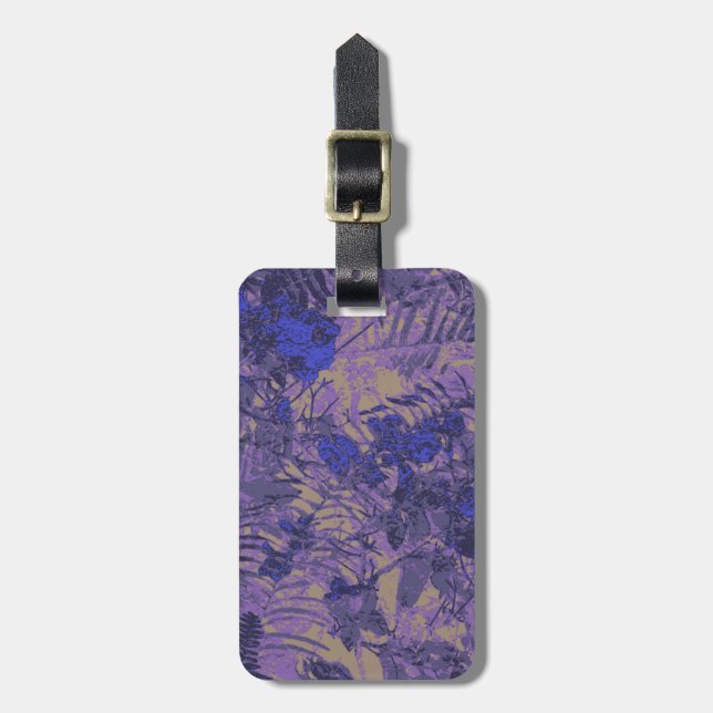 Camouflage against blue flower luggage tag (Front Vertical)
