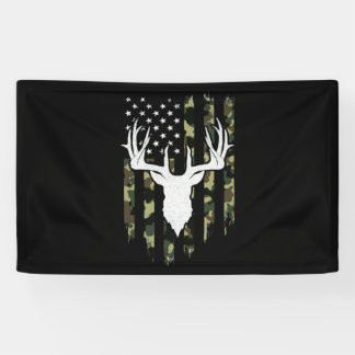 Camouflage American Flag Deer Hunting Banner