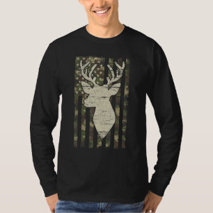 Camouflage American Flag Deer Hunting  Deer T-Shirt