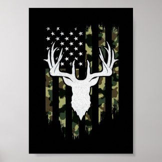 Camouflage American Flag Deer Hunting Poster