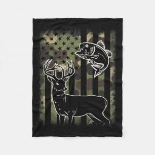 Camouflage American Flag Fishing Hunting Hunter De Fleece Blanket