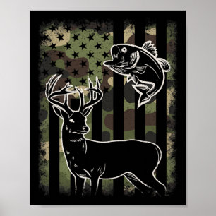Camouflage American Flag Fishing Hunting Hunter De Poster