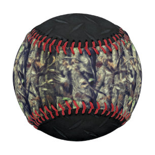 Camouflage and Black Diamond Plate Baseball