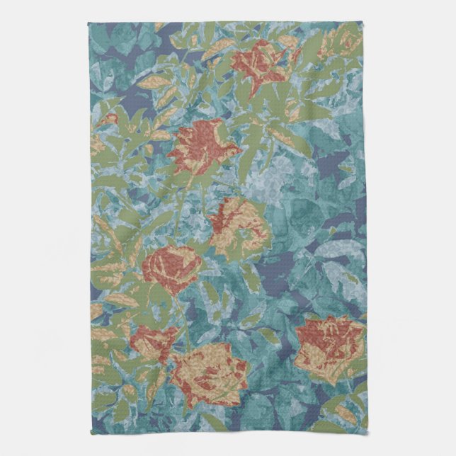 Camouflage and flowers tea towel (Vertical)
