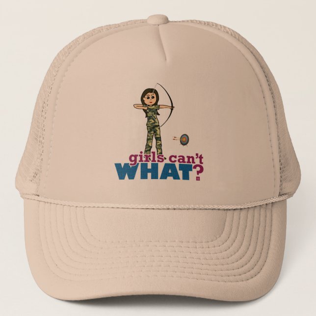 Camouflage Archery Girl - Light Trucker Hat (Front)