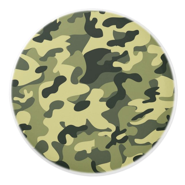 Camouflage Army Green Ceramic Knob (Front)