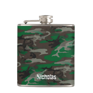 Camouflage Army Military Custom Name Hip Flask