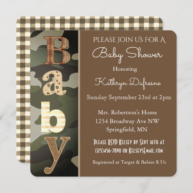 Camouflage Baby Shower Invitation (Front/Back)