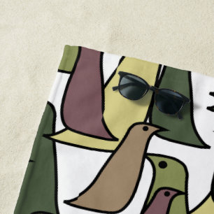 Camouflage Birds Beach Towel