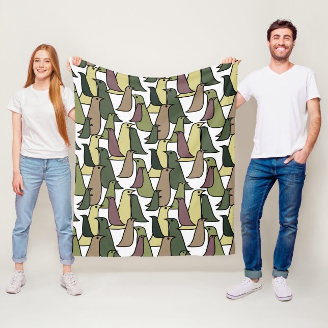 Camouflage Birds Fleece Blanket (In Situ)