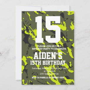 Camouflage Birthday Invite