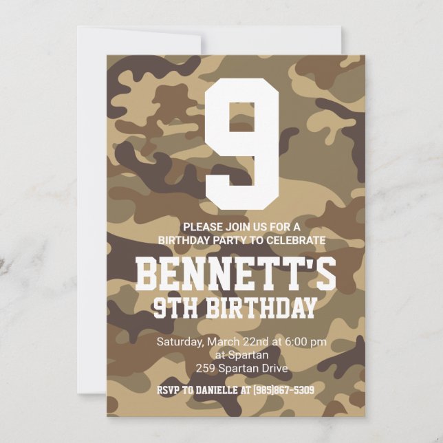 Camouflage Birthday Invite (Front)