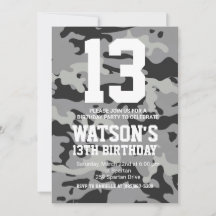 Camouflage Birthday Invite